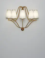 Five-armed "Jacques" wall light by Jean Royere, circa 1948, Painted iron, paper shades, sold Dec 2013