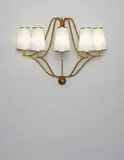 Five-armed "Jacques" wall light by Jean Royere, circa 1948, Painted iron, paper shades, sold Dec 2013