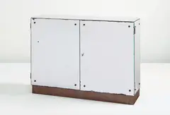 Cabinet by Jacques Adnet, circa 1932, Mirrored glass, brass, chromium-plated metal, rosewood-veneered wood, mahogany, sold Dec 2013