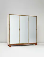 Paul Dupré-Lafon, Wardrobe, 1930s, Parchment-covered wood, mirrored glass, wood, brass