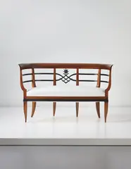 Sofa, from the Casa Gadda Conti, Milan by Tomaso Buzzi, circa 1939, Walnut, stained wood, fabric, offered Dec 2013