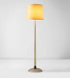 Carlo Scarpa, Floor lamp, circa 1942, Corroso glass, brass, fabric shade