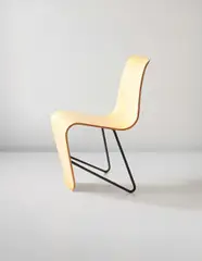 André Bloc, Early "Bellevue" side chair, from the Maison de Bellevue, Meudon, Paris, 1951, Beech-veneered plywood, painted tubular metal