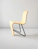 André Bloc, Early "Bellevue" side chair, from the Maison de Bellevue, Meudon, Paris, 1951, Beech-veneered plywood, painted tubular metal