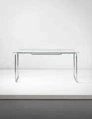 Marcel Breuer, Early table, model no. B 19, circa 1928, Chromium-plated tubular steel, glass, rubber