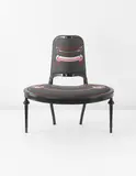 Sebastian Brajkovic, Prototype "Lathe" chair, designed for "Man and Living," 2006, Silk-embroidered fabric, painted wood