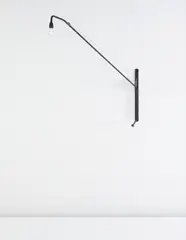 Rare "Potence" pivoting bracket light, from l'Unité d'Habitation Air France, Brazzaville by Jean Prouvé, circa 1952, Painted metal, steel wire, wood, sold Dec 2013