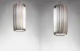Aage Herløw, Pair of large ceiling lights, designed for the Saint Michaelis Church, Frederica, 1960s, Painted aluminum