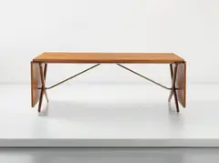 Large extendable dining table, model no. AT-304 by Hans J. Wegner, circa 1953, Oak, tubular brass, offered Dec 2013