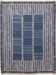 "Salerno Blå" rug by Barbro Nilsson, designed 1948, Handwoven wool on a linen warp, sold Dec 2013