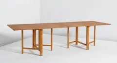 Bruno Mathsson, "Maria Flap" extendable dining table, circa 1936, Elm, birch, bronze