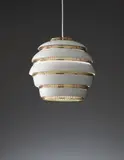 "Beehive" ceiling light, model no. A331 by Alvar Aalto, circa 1953-1954, Painted aluminum, perforated brass, sold Dec 2013