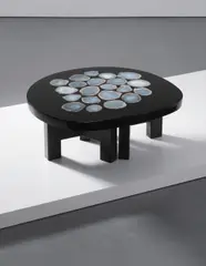 Coffee table by Ado Chale, circa 1990, Resin and agate calcedoine brute, painted metal, sold Dec 2013