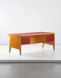 Executive desk by Gio Ponti, 1950s, Walnut-veneered wood, painted wood, brass, offered Dec 2013