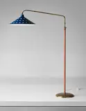 Arredoluce, Adjustable floor lamp, model no. 12247, 1950s, Tubular brass, brass, painted tubular metal, painted aluminum