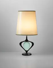 Table lamp by Max Ingrand, circa 1965, Painted metal, colored glass, brass, paper shade, sold Dec 2013