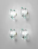 Max Ingrand, Set of four wall lights, model no. 2093, circa 1955, Clear and frosted glass, brass