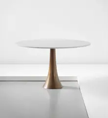 Early dining table by Angelo Mangiarotti, circa 1959, Turned bronze, marble, sold Dec 2013