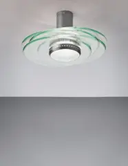Ceiling light by Max Ingrand, circa 1959, Clear and opaque glass, nickel-plated brass, brass, offered Dec 2013
