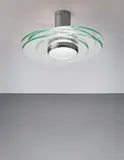 Max Ingrand, Ceiling light, circa 1959, Clear and opaque glass, nickel-plated brass, brass
