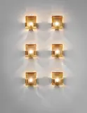 Paolo Venini, Set of six wall lights, circa 1957, Battuto glass, brass