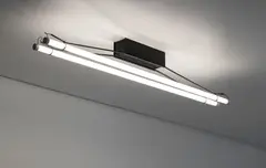 Ceiling light, model no. 3026 by Gino Sarfatti, circa 1954, Painted tubular steel, painted metal, two fluorescent bulbs, sold Dec 2013