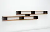 "Nuage" wall shelf by Charlotte Perriand, circa 1962, Oak, painted metal, sold Dec 2013