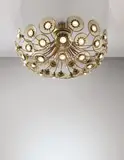 Pietro Chiesa, Large and rare chandelier, circa 1938, Glass, tubular brass, brass