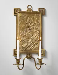 Thomas Jeckyll, Two-armed sconce, model no. 3, 1881, Cast and chased brass