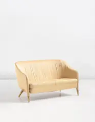 Important sofa by Gio Ponti, circa 1950, Fabric, oak, brass, sold Dec 2013