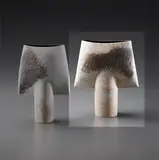 "Spade" form by Hans Coper, circa 1967, Stoneware, layered white porcelain slips and engobes over a body with textured and incised linear designs, the interior , sold Dec 2013