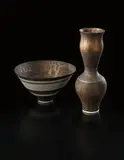 "Byzantine" style vase by Lucie Rie, circa 1982, Porcelain, golden manganese glaze, sgraffito on the shoulder and interior, offered Dec 2013