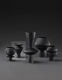 Small "Digswell" composite form by Hans Coper, circa 1959, Stoneware, black glaze, sold Dec 2013
