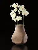 Flower vase with squared body by Lucie Rie, circa 1960, Stoneware, flowing "Dolomite" glaze, sold Dec 2013