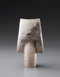 "Spade" form by Hans Coper, circa 1969, Stoneware, layered white porcelain slips and engobes over a body with textured and incised linear designs, the interior , sold Dec 2013