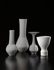 Composite vase form by Lucie Rie, circa 1974, Stoneware, shiny white glaze, offered Dec 2013
