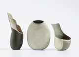Elizabeth Fritsch, Still life comprising two "Spout pots" and a "Moon Pocket," 1975