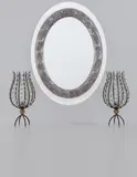Roland Mellan, Unique mirror, no. 78, 1998, Patchwork painted and sanded aluminum, mirrored glass, wood