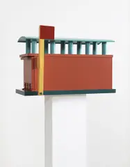 Michael Graves, Mailbox, circa 1990, Enameled rolled steel, stamped steel and aluminum