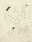 Ken Price, Prepatory drawing for “Geometric” pots, 1980, Graphite on paper