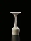 Vase with elongated neck by Lucie Rie, circa 1968, Porcelain, duck egg blue and peach colored glazes, sold Dec 2013