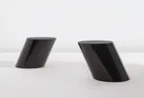 Lucia Mercer, Pair of "Stump" side tables, circa 1982, Nero Marquina marble