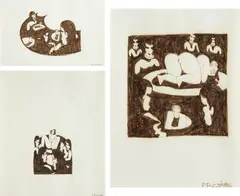 Three studies by Ken Price, 1986, Ink on paper, offered Dec 2013