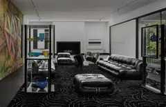 Pair of "Soriana" sofas, lounge chair and ottoman by Afra & Tobia Scarpa, 1977, Leather, Dacron fiberfill, and chromium-plated steel, sold Dec 2013