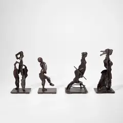 William Kentridge, Shadow Quartet, 2003, bronze with dark brown patina, in 4 parts