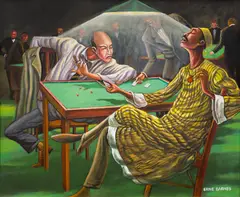 Ernie Barnes, An Ounce of Luck, 1989, acrylic on canvas