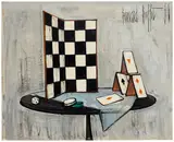 Bernard Buffet, Damier et cartes à jouer, 1958, oil on linen