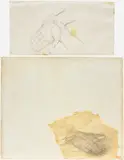 Francis Alÿs, Untitled (Hand), 2000, (i) graphite on tracing paper (ii) graphite on tracing paper and encaustic on canvas laid down on panel