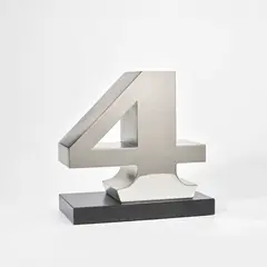 Four by Robert Indiana, 1978, stainless steel on steel base, sold Apr 2026