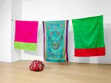 Kimsooja, A Laundry Woman, 2004, Korean bedcovers, wire, wooden pins and Bottari bundle